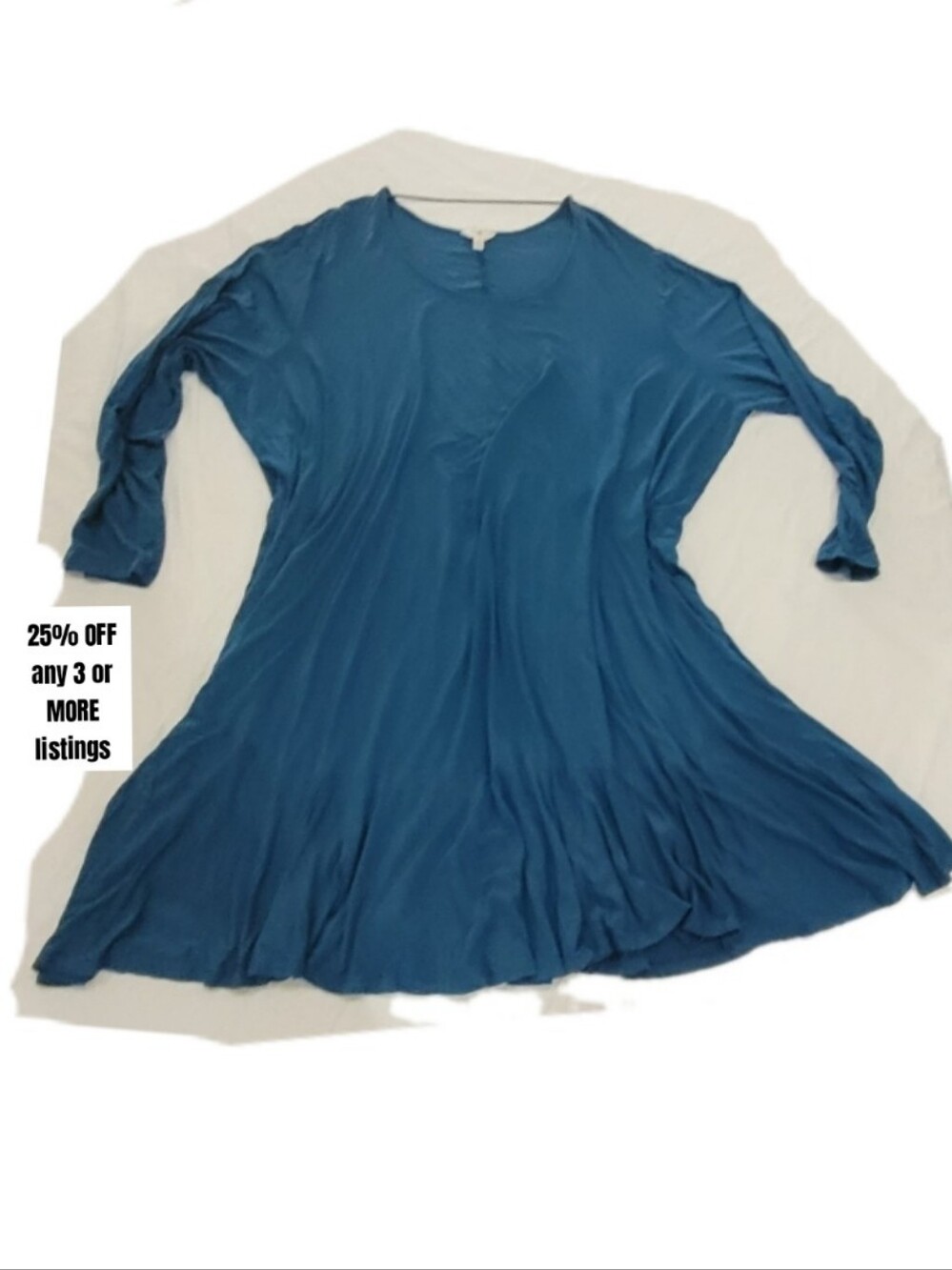 Women's Teal Swing Dress Casual Flowy Long Sleeve Soft Plus Size 5X Terra & Sky